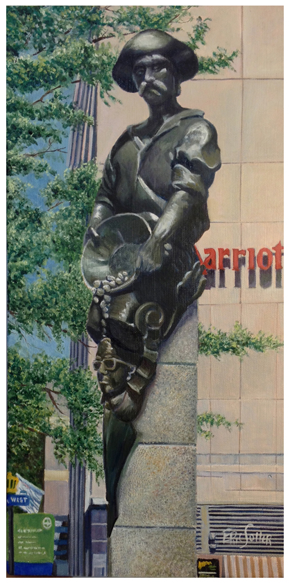  Commerce Statue, Original oil painting by Eric Soller